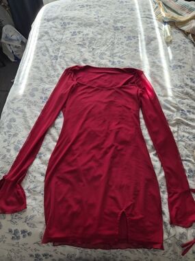 Women's Red Long-Sleeve Bodycon Dress